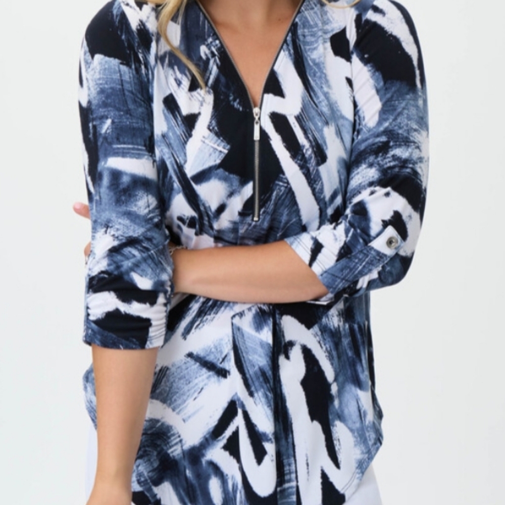Joseph Ribkoff Brushstroke Blue White Tunic Top 16+